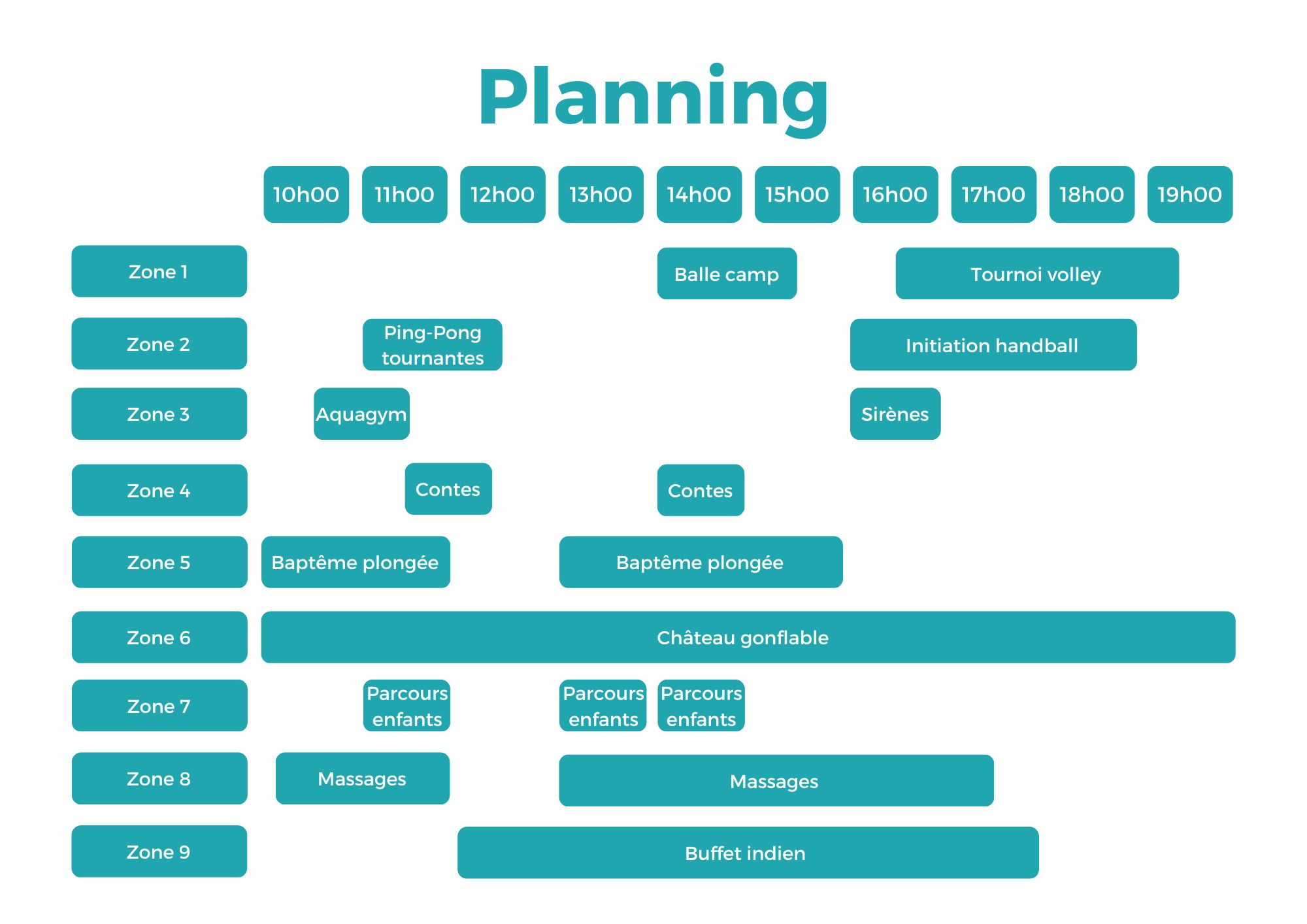 Fête de la piscine des Combes 2023 planning